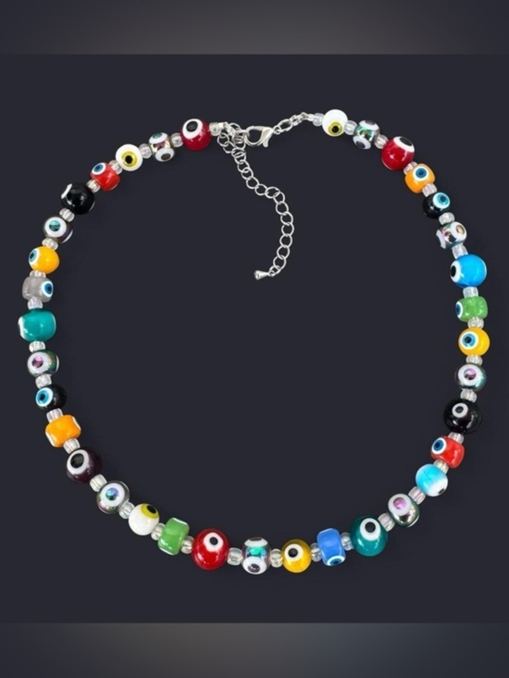 Multicolor Evil Eye Glass Bead Necklace